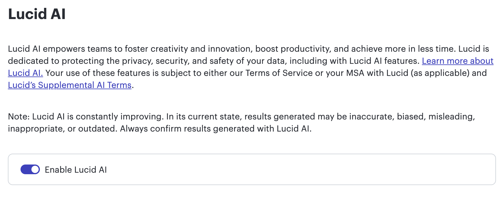 Lucid admin panel: Security settings – Lucid
