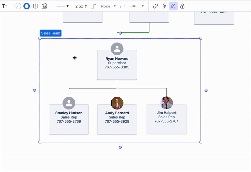 Arrastre de contenedor mostrando formas magnetizadas dentro